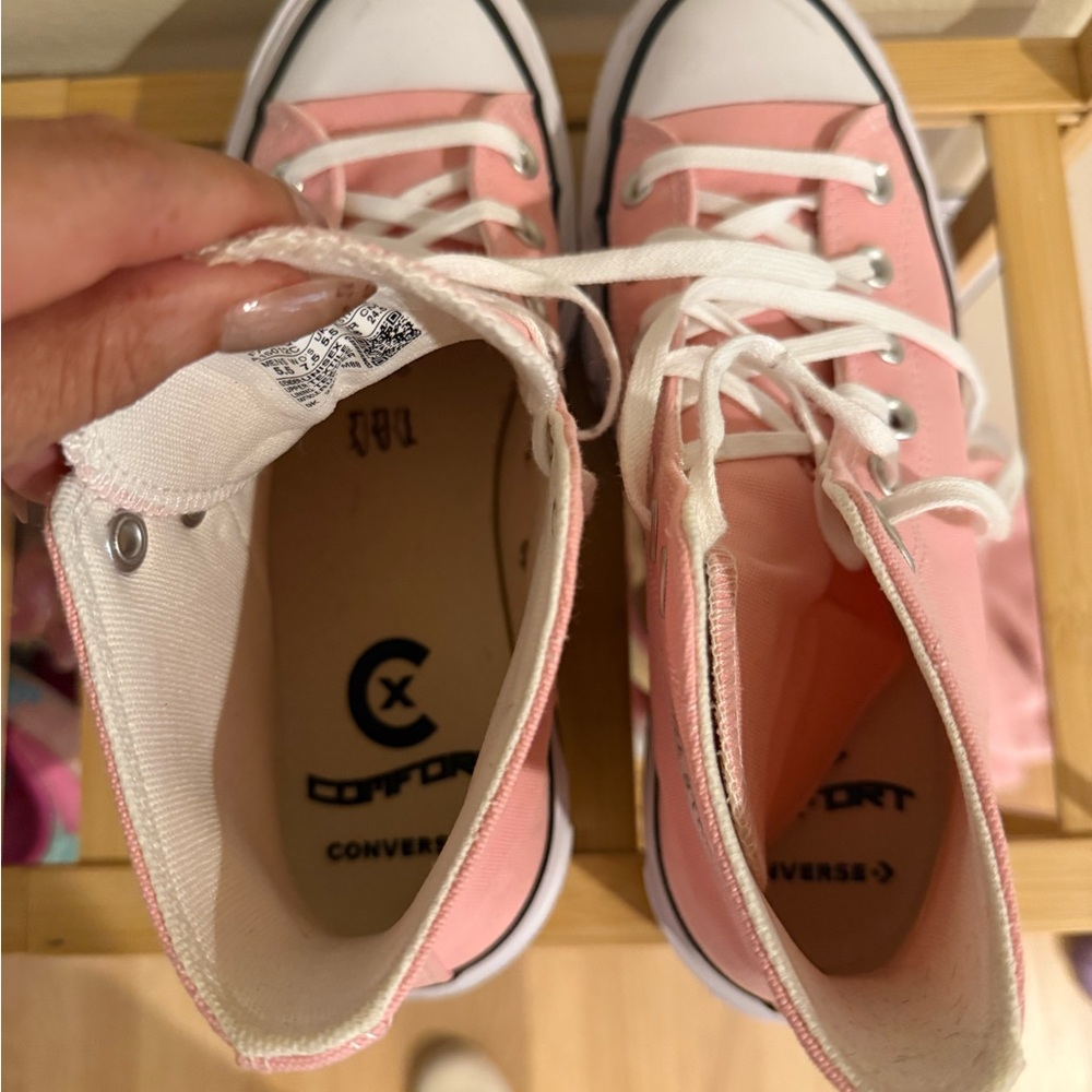 Converse Pink High-Top Platform Sneakers - Picture 9 of 10